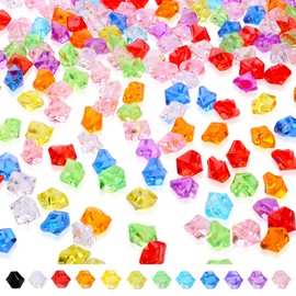 YATOJUZI 500pcs Fake Ice Cubes Acrylic Gems Gemstones Multicolor Vase Filler Crushed Rocks Plastic Diamonds Crystals for DIY Party Wedding Centerpiece Table Scatter Prop Display 0.5" (Random Color)
