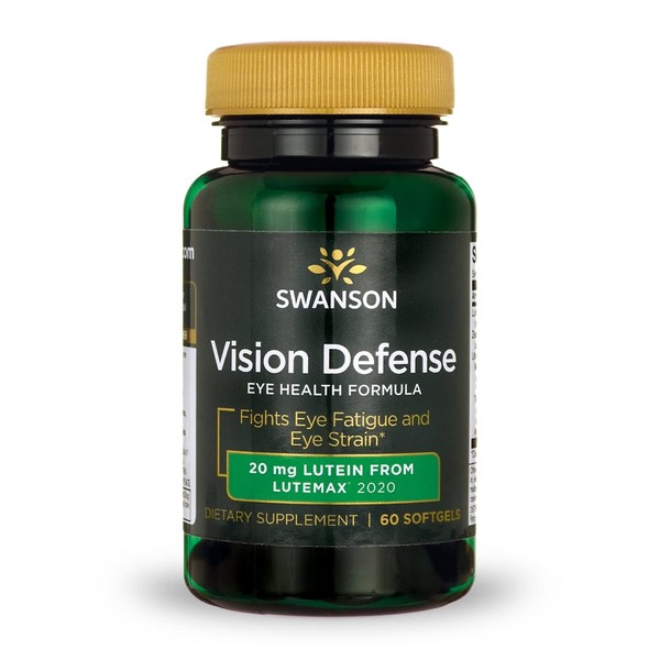 Swanson Vision Defense Antioxidant Vision Health Supplement Lutein Zeaxanthin Astaxanthin Broccoli Extract Bilberry Extract 60 Softgels Sgels
