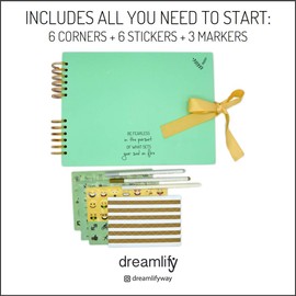 Scrapbook Kit - 80 Pages Photo Album - Scrapbooking Picture Album - Craft Paper DIY Memory Book, Wedding Guestbook, Travel Scrapbook or Anniversary Photo Book - Light Green by dreamlify