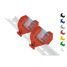 Shelly-Mini DIN Rail Mount / Adapter "Mini" DIN Rail Bracket (35 mm) (Set of 2, Red, Prime)