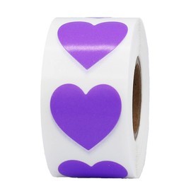 Purple Heart Stickers Valentine's Day Crafting Scrapbooking 1 Inch 500 Adhesive Stickers