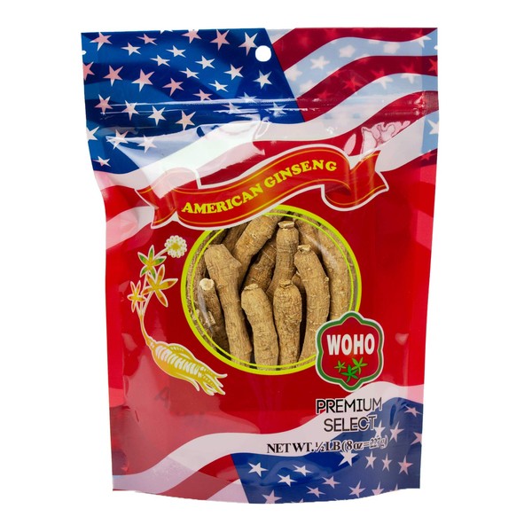 WOHO American Ginseng #100.8, Long Extra Large XL Cultivated Roots 8oz Bag by Woohoo Natural