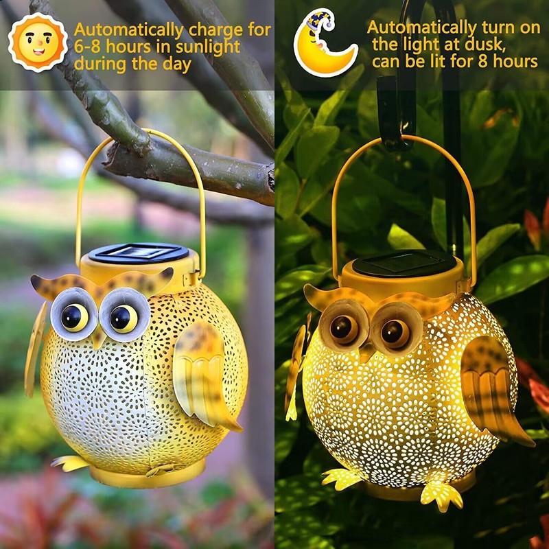 Wishlink 2Pack Outdoor Hanging Solar Lanterns Garden Light Waterproof Metal