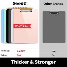 Sooez Plastic Clipboard with Pen Holder, [10% Thicker] Clip Boards 8.5x11 with Low Profile Clip, Cute Hanging Clipboard, Standard Letter Size A4 for Women Kid Teacher, Office & School Supplies, Pink