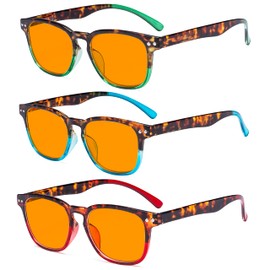 Eyekepper 3 Pack Vintage Design Blue Light Blocking Readers Blue Glare Filter Computer Reading Glasses Orange Tinted +2.50
