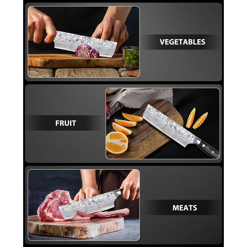 MOSFiATA 7” Nakiri Chef's Knife with Finger Guard, German High