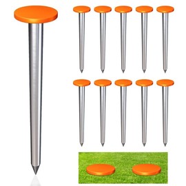 10Pack Low Profile Survey Stakes Stainless Steel Heavy Duty Survey Markers Stakes Low Profile Survey Markers Property Line Markers Property Markers for Property Line Ground Septic Tank Markers (10)