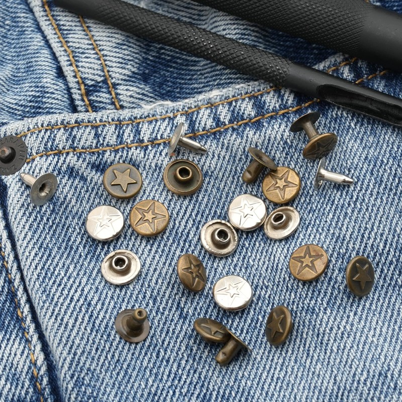 CRAFTMEMORE 3/8" Fancy Leather Rivets Round Rapid Rivet Studs for