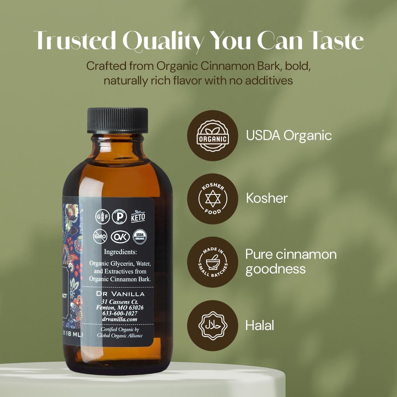 DR Vanilla Organic Cinnamon Extract Alcohol Free (4oz)