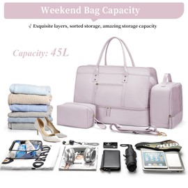 Weekender Bags for Women,Travel Duffel Bag Personal Item Bag with Shoes Compartment,Overnight Carry On Bag with Wet Pocket, Travel Bag 3Pcs Set