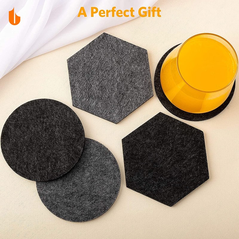 Urbanstrive 4 PCS Coasters, Eco-Friendly 100% Biodegradable Coasters Absorbent Felt