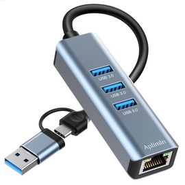 Aplimln USB C to Ethernet Adapter, USB 3.0 to RJ45 1000 Mbps LAN Network Adapter with 3 x USB 3.0 Ports, LAN Ethernet Adapter Compatible with Windows XP, Mac OS, Linux, Vista, etc