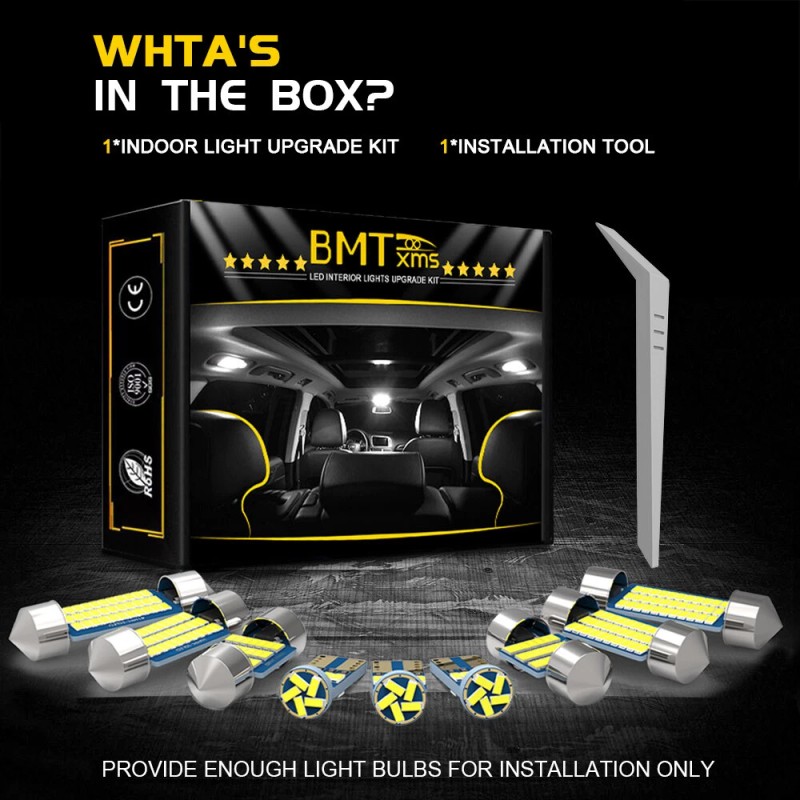 BMTxms 14pcs Interior LED Light Bulbs Map Dome For Nissan