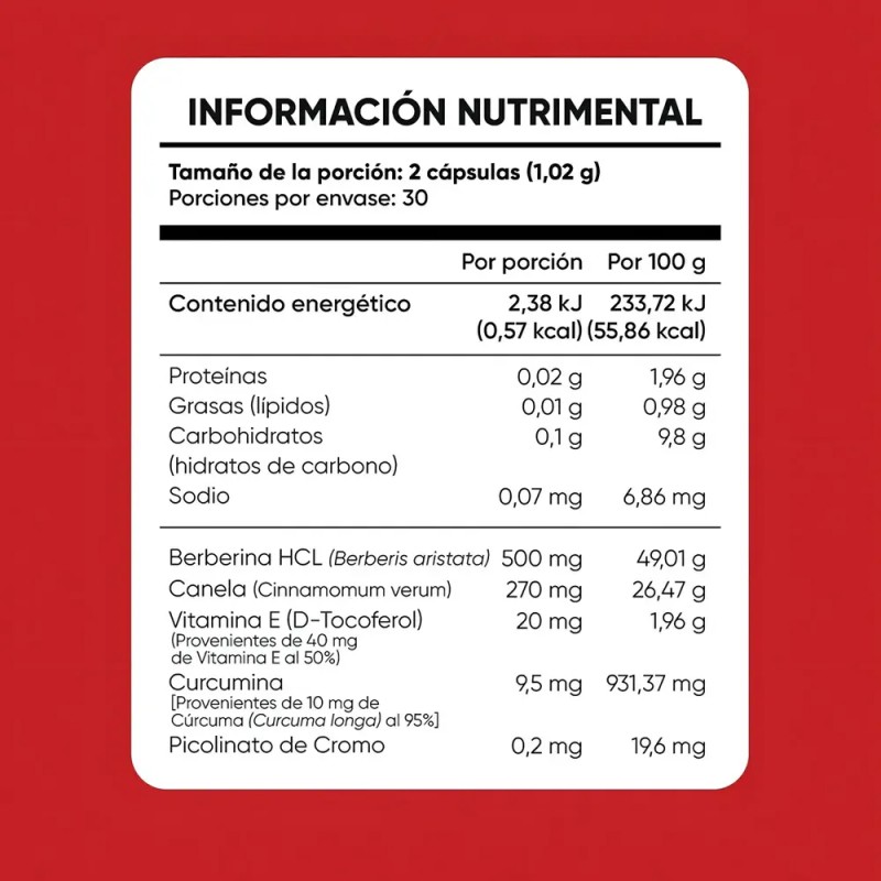 Multiblue Berberina 60 Capsulas Con Vitamina E Curcuma Sabor Sin