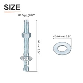 DTGN 3/8" x 3-1/2" Wedge Anchors - 5Pack - Good for Cement and Concrete Wall - Carbon Steel Zinc Plated Screw Bolt Nut Expansion Tube Fasteners