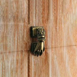 Renovators Supply Manufacturingᵀᴹ Heavy Ladies Hand Shaped Door Knocker – Solid Brass Construction, Antique Brass Finish, 4 Inch Long with Mounting Hardware