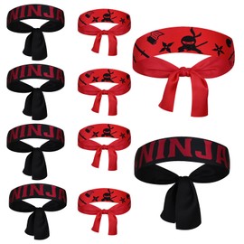 TINA.WIN 10 Ninja Headband Children, Ninja Party Accessories, Headband Children's Birthday, Ninja Party Gifts for Karate, Christmas