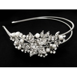 new beautiful elegant wedding flower bridal headband pearl and crystal