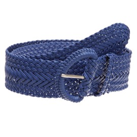 2 Inch Wide Hand Made Soft Metallic Woven Braided Round Belt, Royal Blue | m/l (32"-34" waist)