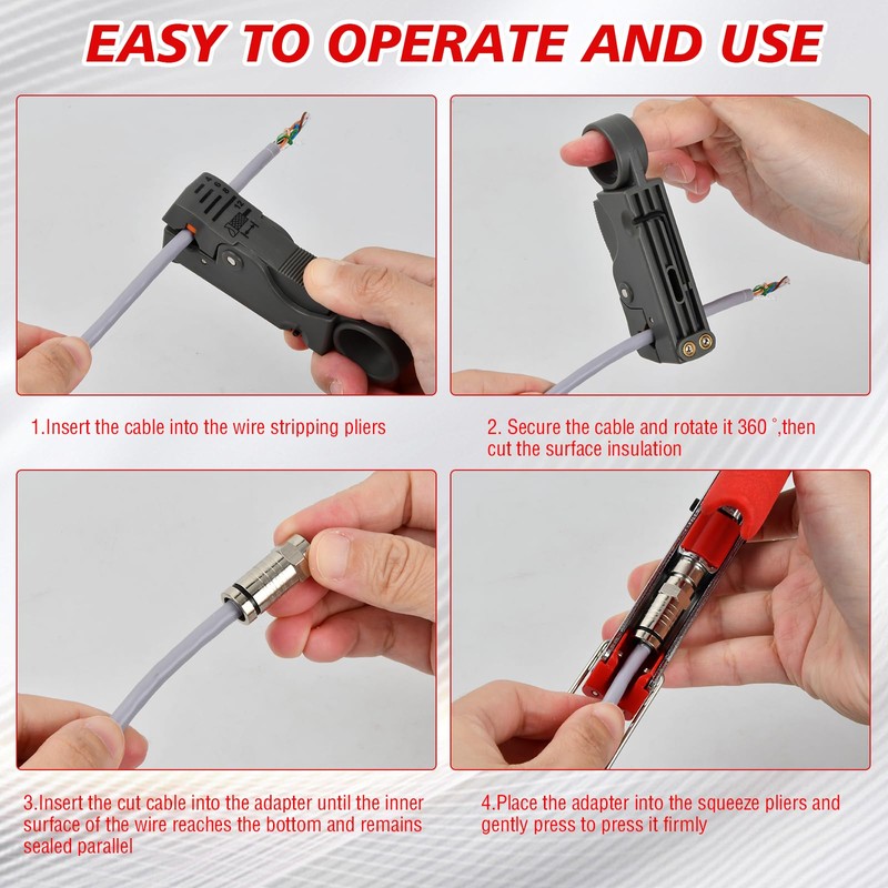 Focenat Crimping Pliers, Wire Stripping Tool, Compression Pliers Set with