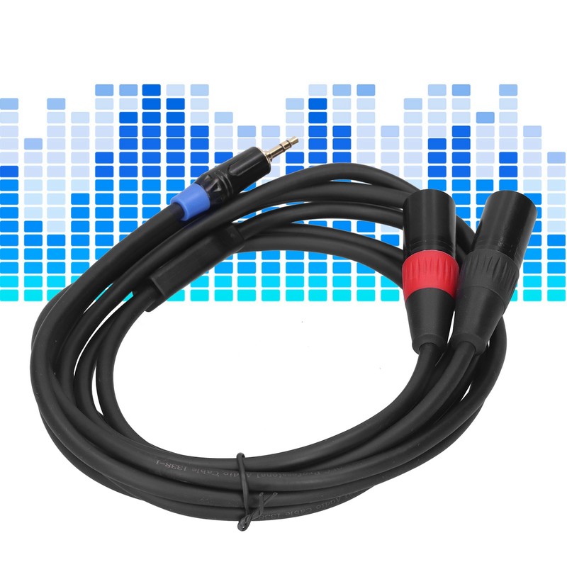 3.5mm Stereo Male to Dual 2 XLR Male Plug Connector