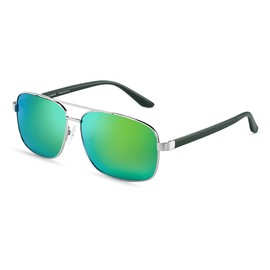 Xagger Polarized Brow Bar Square Aviator Sunglasses for Men Retro Pilot Military Metal Driving Fishing Golf Shades UV400