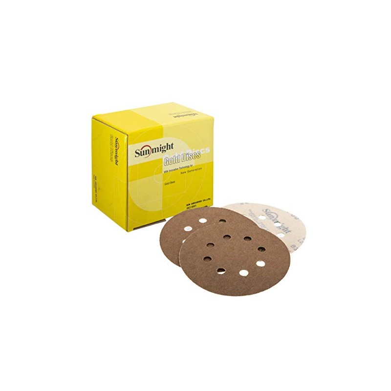 Sunmight Gold 5" 180 Grit Grip 8 Hole Disc, 58110,