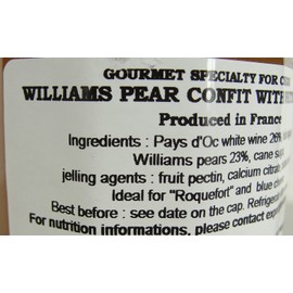 William Pear and White wine French Imported confit for cheeses 4.4 oz jar by l'Epicurien France, Six