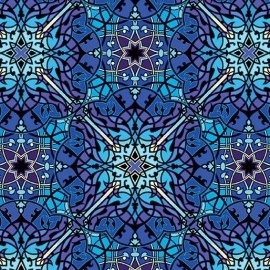 Benartex Needle Stars by Paula Nadelstern 13472 55 Blue/Multi Square DanceCotton