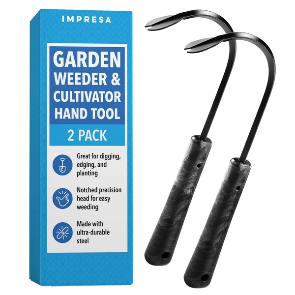 IMPRESA [2 Pack Garden Weeder Tool w/Notched Tip - Cultivator