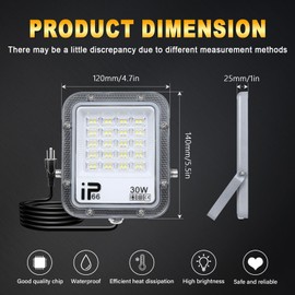Willpower Flood Lights Outdoor,2X 30W 3000LM Bright Floodlight with Plug 110V Outdoor Work Light IP66 Waterproof LED Security Light 6000K Daylight White Exterior Lights for House Yard Patio Parking