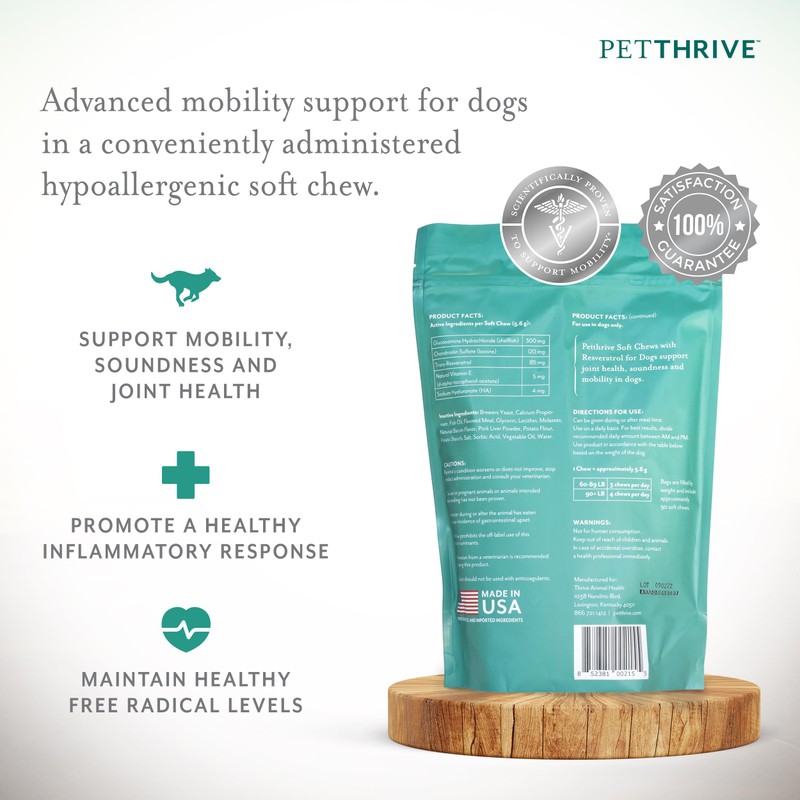 PetThrive Dog Hip and Joint Support Supplement Soft Chews with