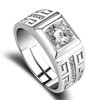 CCTUNG Rings 925 Sterling Silver Rings For Men Shining Crystal