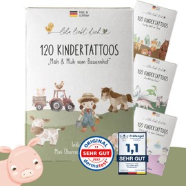 lila liebt dich® 120 trendy children's tattoos farm motifs, skin-friendly and dermatologically tested, children's tattoos, made in Germany