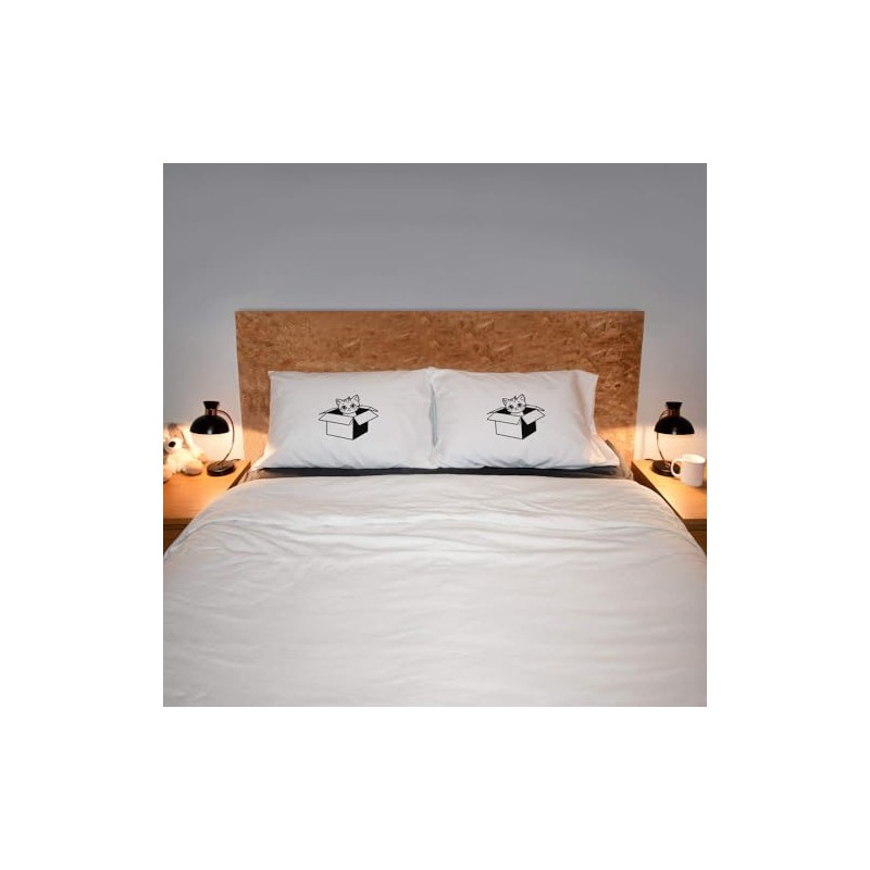 2 x 'Cat In a Box' Cotton Pillow Cases (PW00033533)