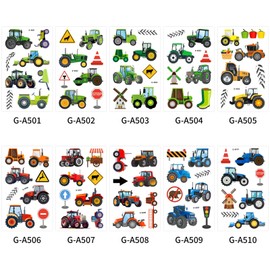 10 Sheets Tractor Temporary Tattoos for Kids,Farm & Construction Themed Party Supplies, Birthday Decorations, Tattoo Stickers for Boys & Girls, Classroom Rewards, Carnival Prizes