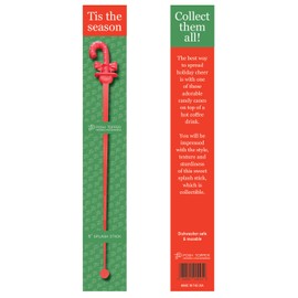 Christmas Red Candy Cane Bow Plug Stir Stick Coffee Tea lid 4inch Standard