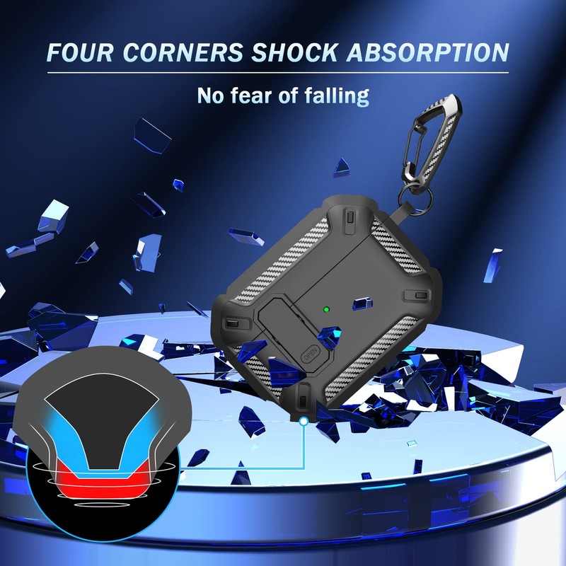 RFUNGUANGO for AirPods Pro Case Cover with Cleaner Kit, Military