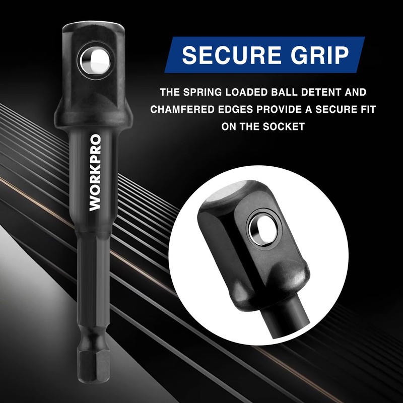 WORKPRO 9-Piece Socket Adapter Extension Set, 1/4, 3/8, 1/2-Inch Drive,