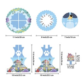 3 Tier Story Birthday Cupcake Stand Party Decorations Floral Cupcake Holder Blue Dog Dessert Tower for Boys Birthday Theme Baby Shower Party Supplies
