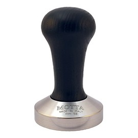 Motta 8150/B Tamper Stainless Steel Convex with Black Real Wood Handle 58 mm