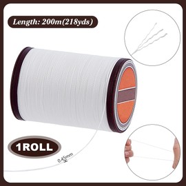 PH PandaHall 217 Yards Natural Linen Thread, 0.45mm Waxed Cord White Waxed Beading String Wax Threads Cord Twine Beading Cords for Bookbinding Macrame Bracelet Necklace Dreamcatcher Jewellery Sewing
