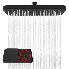 Hibbent Self-Cleaning Rain Shower (30 x 20 cm Square), Matt Black