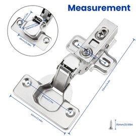 LONTAN Classic Cabinet Door Hinges Pack of 4 Silver Steel Brushed Soft Close 105° Opening Angle Inner Stop Pot Hinges 35mm