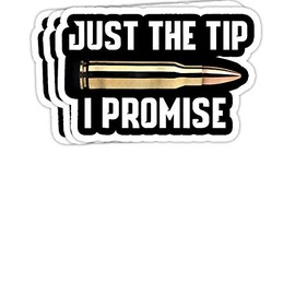GreenTeeZ Just The Tip I Promise Funny Gun Gift Decorations - 4x3 Vinyl Stickers, Laptop Decal, Water Bottle Sticker (Set of 3)
