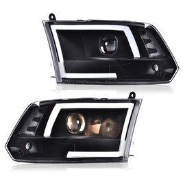 GRAND ORANGE LED DRL Headlights Compatible with 2009-2012 Dodge Ram 1500 2500 3500 Projector Black Housing Headlights Clear lens Black Housing Clear Reflector