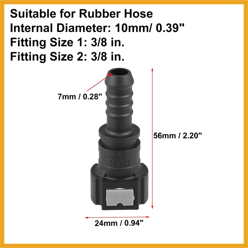 Partuto 2pcs Fuel Line Quick Connect Straight Push-On Single Barb