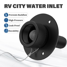 F-pianwe All Metal RV City Water Inlet with Check Valve RV Water Inlet -rv Water Fill Inlet Leak Proof & Universal Fit for RV Camper Motorhome Trailer Marine -Black