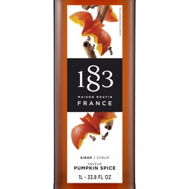 1883 Pumpkin Spice Syrup for Coffee and Drinks – Made in France – 1 Liter Plastic Bottle