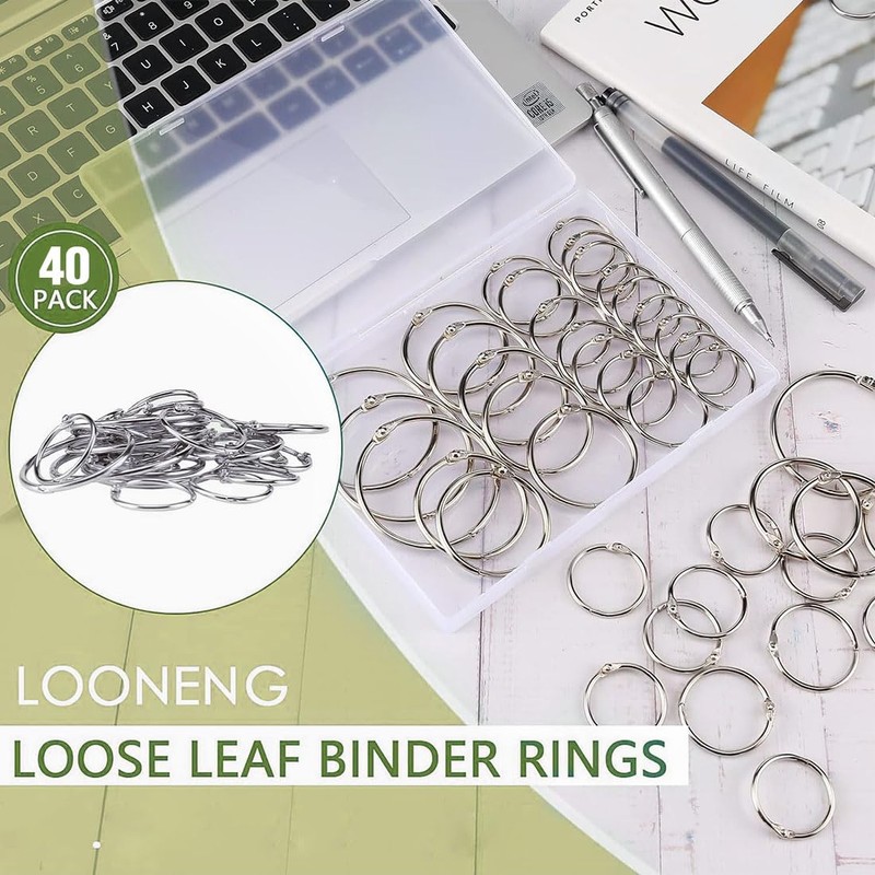 GGUFAY Pack of 40 Books Rings Binder Rings, 20 mm
